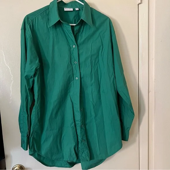 Aritzia Sun Deh Sunday best Future shirt long sleeve button up Nature Green S - Picture 2 of 5